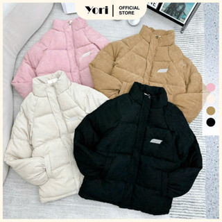 Áo phao béo nữ thêu logo Chất liệu nhung tăm dày dặn siêu ấm Áo khoác phao đại hàn mẫu mới đông 2024