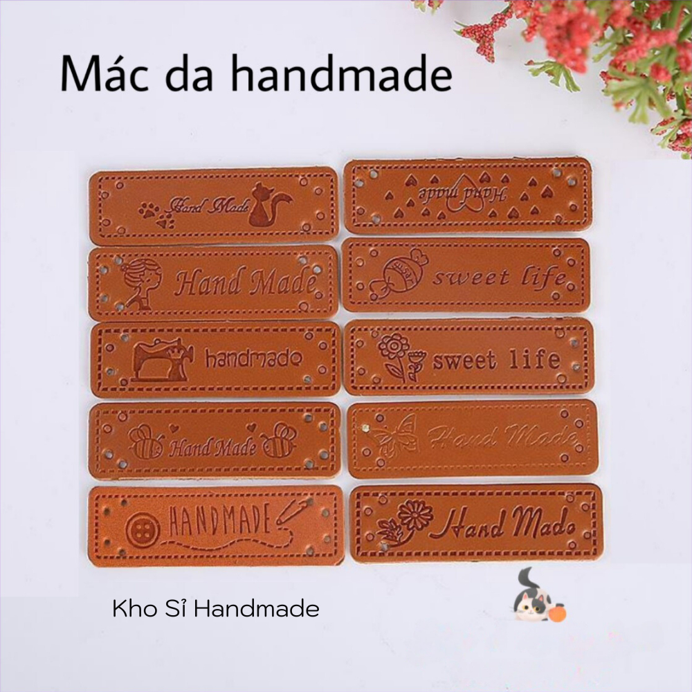 Mác da handmade trang trí sản phẩm thủ công
