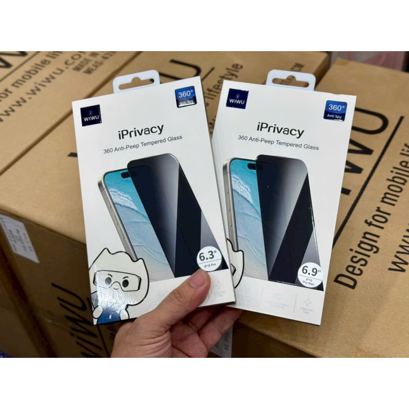 Kính cường lực WIWu chống nhìn trộm 4 chiều 360 độ dành cho ip17/ ip17 pro/ip 17 pro / ip17 pro max