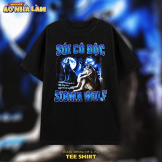 Áo Thun Tay Lỡ Cotton Unisex Wioops, Áo Phông Nam Nữ Form Rộng Basic Oversize Style Đường Phố- Hướng Nội, Sói Cô Độc