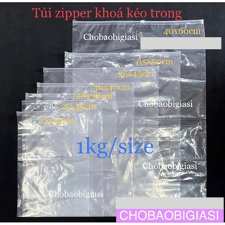 {1kg/size} Túi Zip KHÓA KÉO TRONG  (túi zip khóa kéo) đựng quần áo, thời trang (có đục lỗ thông hơi - SP y hình)......