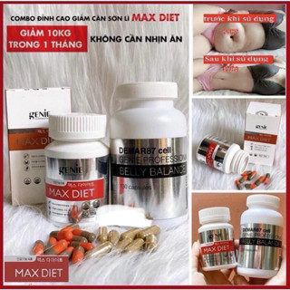 Combo 1 hộp Max diet genie và 1 hộp huỷ mỡ bụng demar 87