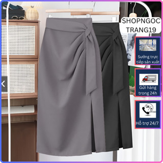 Váy Xẻ Tà Có Nếp Gấp Không Đều SHOPNGOCTRANG19 Cho Phụ Nữ Mùa Thu Đông Phong Cách CV01