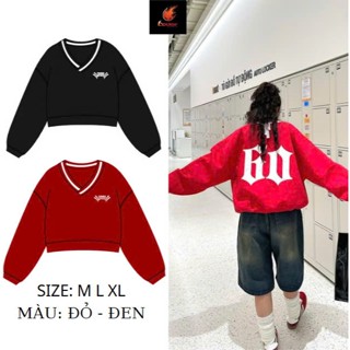 Áo Sweater CODESVN vải 2 da dày dặn form boxy unisex cổ chữ V thêu GO