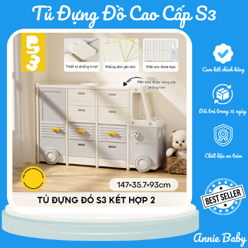 Tủ Đựng Đồ Cao Cấp Cho Bé ANNIE BABY . Tủ Nhựa An Toàn S3 Chắn Kín 2 Mặt Dễ Dàng Lắp Đặt