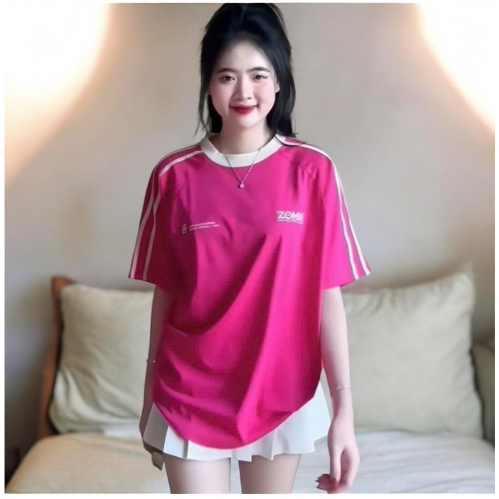 Áo Thun Phối M15 Chữ ZOMBIE, Áo Phông Form Rộng Tay Lỡ Cổ Tròn Top Women