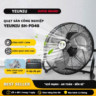 Quạt sàn công nghiệp cao cấp YUENIU, quạt chân quỳ công suất mạnh mẽ 130w, 4 tốc độ gió - Bảo hành 12 tháng