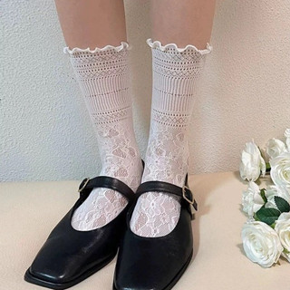 Tất cổ nhún đính nơ tất vớ nữ cổ cao phối giày oxford phong cách lolita, Vớ bắp chân kiểu dáng JK Nhật Bản TN23