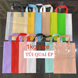 1kg Túi quai ép XANH dày, bóng, dẻo, chắc chắn nhiều màu - nhiều size, túi ép quai đựng thời trang, phụ kiện (SP y hình)