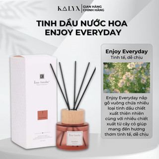 Tinh Dầu Thơm Khuyếch Tán Enjoy Everyday Nắp Gỗ Tròn 110ml - Tinh Dầu Nước Hoa Thơm Phòng 4 Mùi Hương - Kalyx