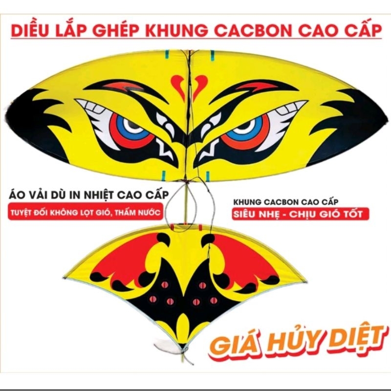 Diều  cacbon lắp ghép 1m7 - 2m- giá giẻ đủ màu giá rẻ nhất thị trường.