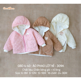 [GOODMAMA] Áo phao lót lông cho bé trai và bé gái từ 6 đến 36 tháng phù hơp thời tiết đại hàn
