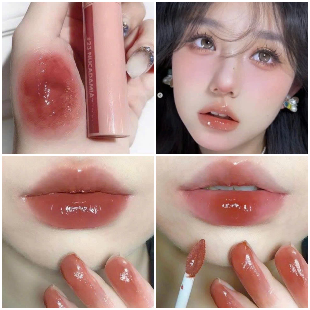 Son Tint Bóng Romand Juicy Lasting Tint Juicy 23 Nucadamia (Mood Nude): Màu đỏ nâu nude