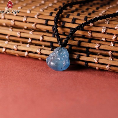 Mặt dây chuyền Phật Di Lặc đá Aquamarine nhí - Ngọc Quý