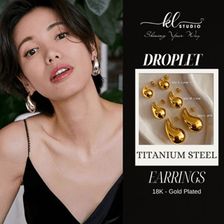 Khuyên tai titan hình giọt nước KL.STUDIO Bông tai giọt nước mạ vàng 18K Hoa tai phong cách Âu Mỹ - E210