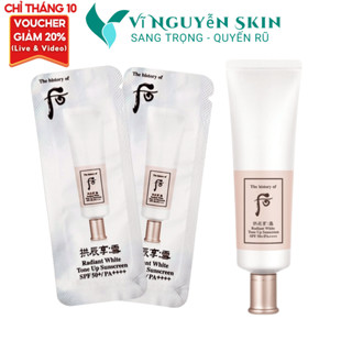 10 Gói Sample Kem Chống Nắng Dưỡng Trắng, Nâng Tone Whoo Radiant White Tone Up Sunscreen SPF50+/PA+++