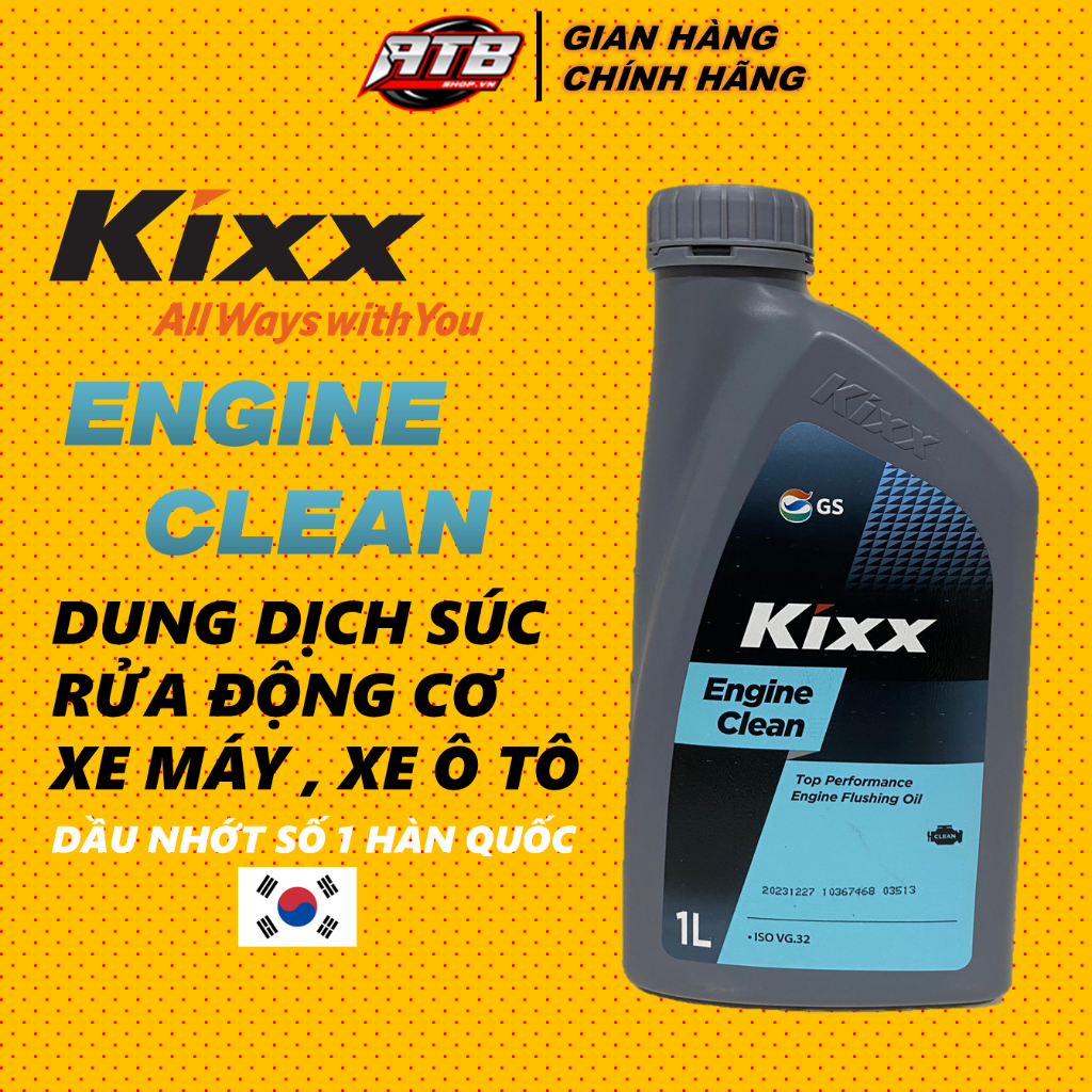 Súc động cơ xe máy xe ô tô Kixx Engine Clean 1L sản xuất tại Hàn Quốc