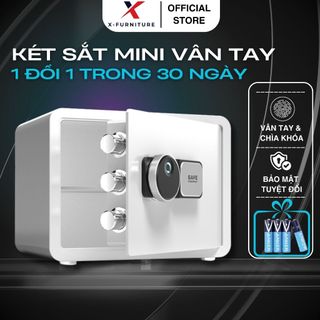  Két Sắt Mini SAFE Két Sắt Đen Trắng 2 Bản Vân Tay Mật Khẩu KT: 25x35x25cm Vừa Tài Liệu A4 - B02 