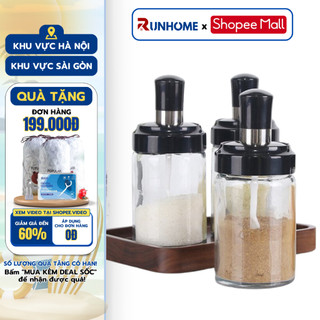Hũ Đựng Gia Vị Runhome Chất Liệu Thủy Tinh Kèm Thìa Rất Tiện Lợi Và Sang Trọng