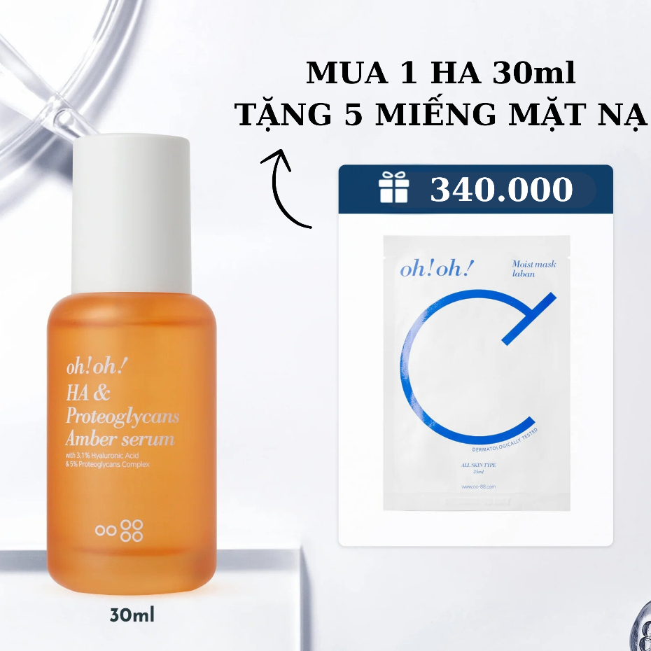 [🎁TẶNG 340K🎁] Tinh Chất Hyaluronic Acid Dưỡng Ẩm Chuyên Sâu oh!oh! HA Serum : amber (30ml) H.A