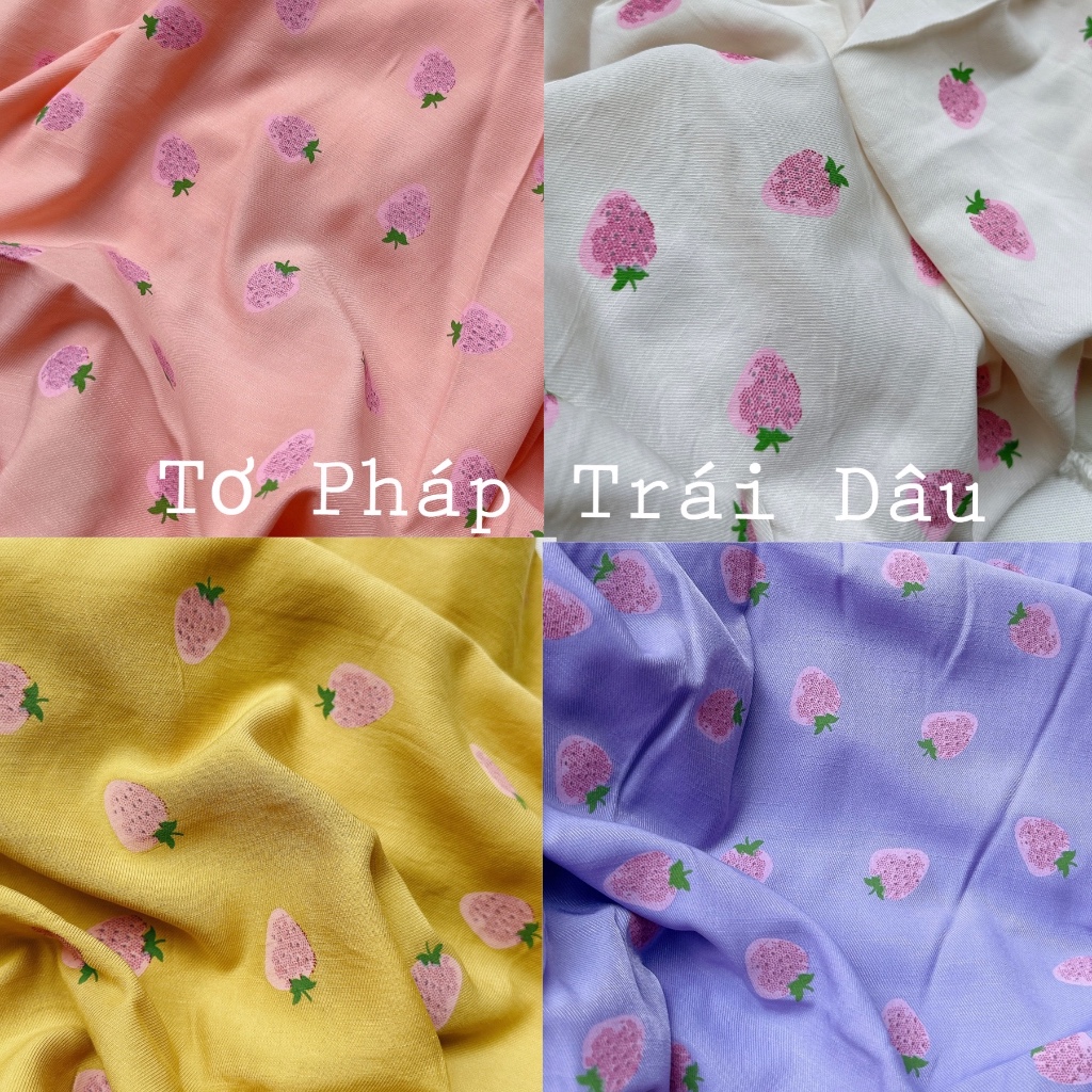 [XẢ HÀNG] 🍓VẢI TƠ PHÁP TRÁI DÂU MỀM MỊN ĐẸP🍓