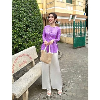 Bộ Bà Ba Gấm Hoa, Quần Trắng Đen