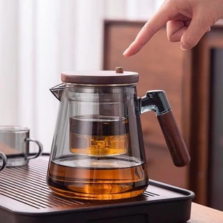  Ấm trà Bình pha trà thủy tinh có nút ấn BT14 Cốc thủy tinh pha trà Cốc pha trà có tay cầm bằng gỗ 