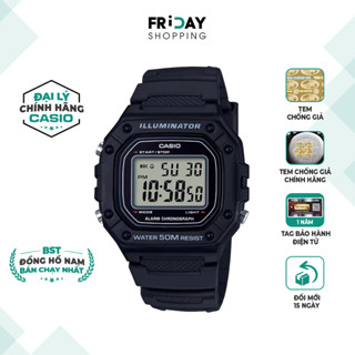 Đồng Hồ Casio Nam Điện Tử W-218H-1AVDF Mặt Vuông Dây Cao Su Chính Hãng
