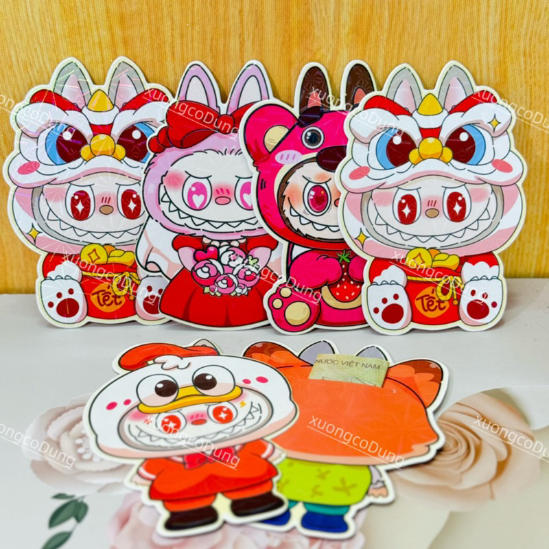 combo 50 bao lì xì chibi mẫu labubu dạ quang xinh xắn