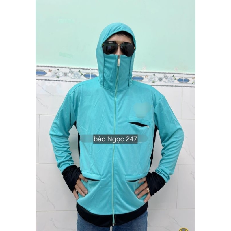 Áo khoác Xanh chống nắng SM _ chất vải thun ( size 50 _ 97 kg )
