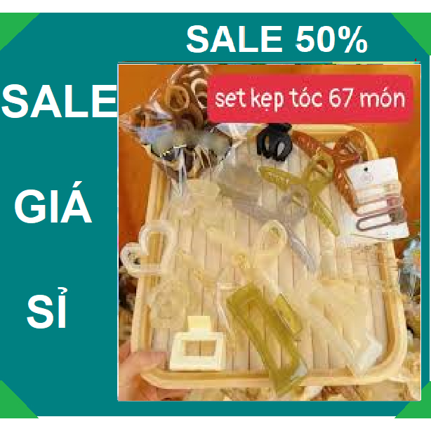 ( SALE 50%) SET 67 MÓN KẸP TÓC HÀN QUỐC GỒM 17 KẸP + 50 DÂY BUỘC TÓC