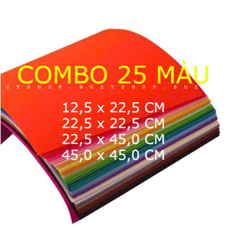 [25 tấm] COMBO vải nỉ cứng, vải dạ cứng làm đồ thủ công [nguyên liệu handmade]