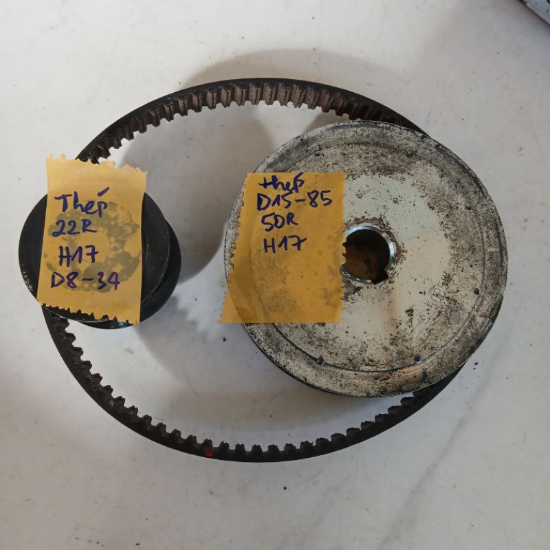 [s5m - tsubaki bản 10] combo bộ pulley sắt đai răng đồng bộ 50 răng bước 5 trục 15