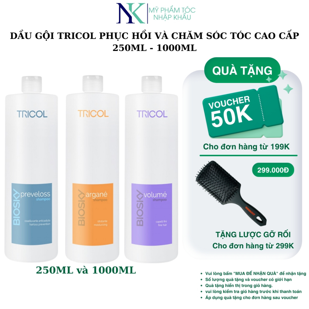 Dầu gội Tricol phục hồi và chăm sóc tóc cao cấp 250ml - 1000ml