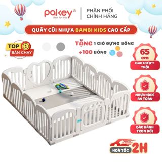 Quây Cũi Nhựa Bambi Cao Cấp TẶNG 100 BÓNG + THẢM DÀY - Quây Nhựa Cho Bé PAKEY Loại 1 Bảo Hành Trọn Đời