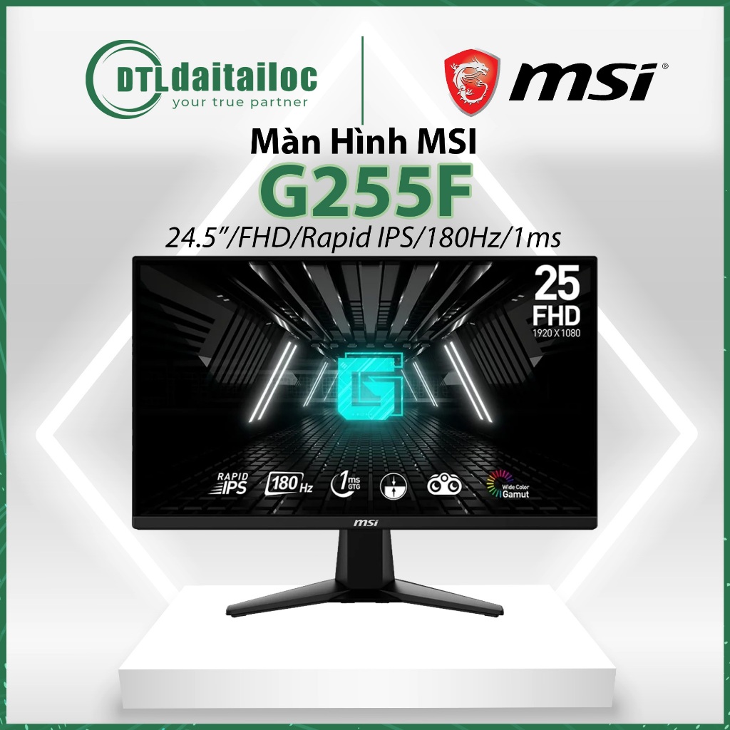Màn Hình MSI G255F (24.5”/FHD/Rapid IPS/180Hz/1ms) Hàng Chính Hãng
