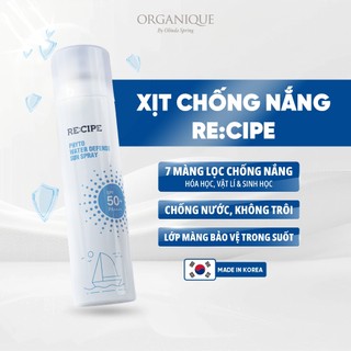 [ TẶNG LƯỢC] Xịt Chống Nắng Mặt Body RECIPE SPF50+ PA++++ Chống Nước Chống tia cực tím cho nam và nữ 50ml/180ml