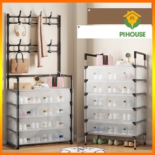 Kệ 5 Tầng Để Giày Dép Chắn Bụi, Khung Thép Carbon, Tặng Kèm 8 Móc Treo Đồ, Có Lựa Chọn Túi Đựng Giày