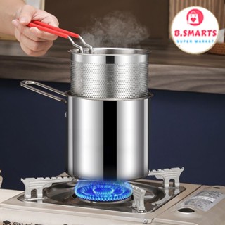 Bộ Nồi Chiên Kèm Khay Lọc Dầu Dung Tích 1200ml Bằng Inox, Nồi Chiên Nhúng Mini Sâu Lòng Có Tay Cầm