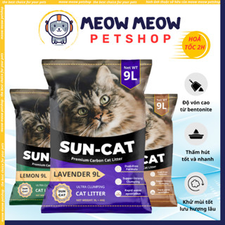 [COMBO TẢI 6 TÚI] Cát mèo than hoạt tính SUNCAT TÚI 9L. Cát vệ sinh cho mèo Suncat 9L
