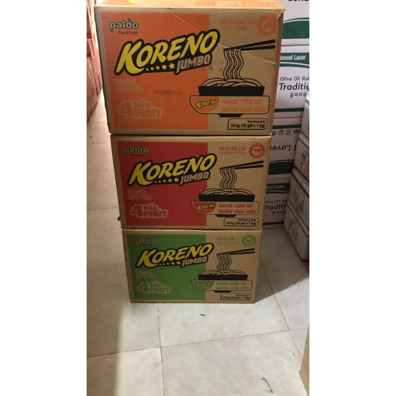 THÙNG mì koreno Hàn Quốc 1thùng/10bịch/100gói đầy đủ 3 vị ăn siêu ngon date mới tinh! Lưu ý:không đặt quá 2 thùng/đơn
