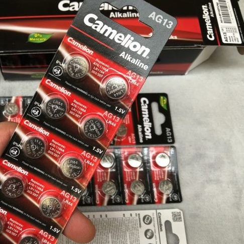 Vỉ 10 pin AG13 Alkaline 1.5V LR44 A76 LR1154 303 357 AG13-BP10 Tianqiu Camelion