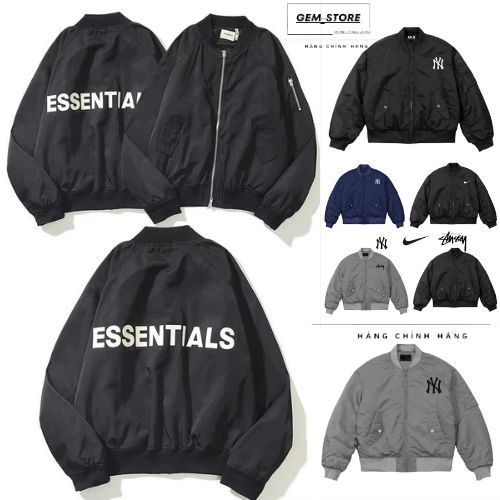 Áo Bomber ESSENTIALS , NIKE AIR , MLB 3 lớp Nam Nữ , Cao Cấp Dày Dặn Áo khoác Bomber Chính Hãng Gem_Store