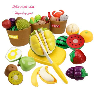 ( HÀNG MỚI ) Đồ Chơi Nấu Ăn Bóc Dán Rau Củ Hoa Quả, Đồ Chơi Cắt Trái Cây Rau Củ Hoa Quả Cho Con rèn luyện kỹ năng