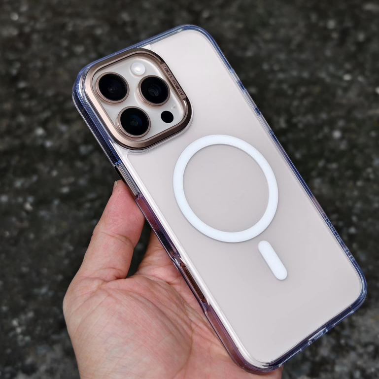 Ốp Lưng Trong Suốt Likgus Super Mỏng Nhẹ Viền Camera Kim Loại Chống Sốc Hỗ Trợ Sạc Không Dây Magnetic iPhone 16 Pro Max