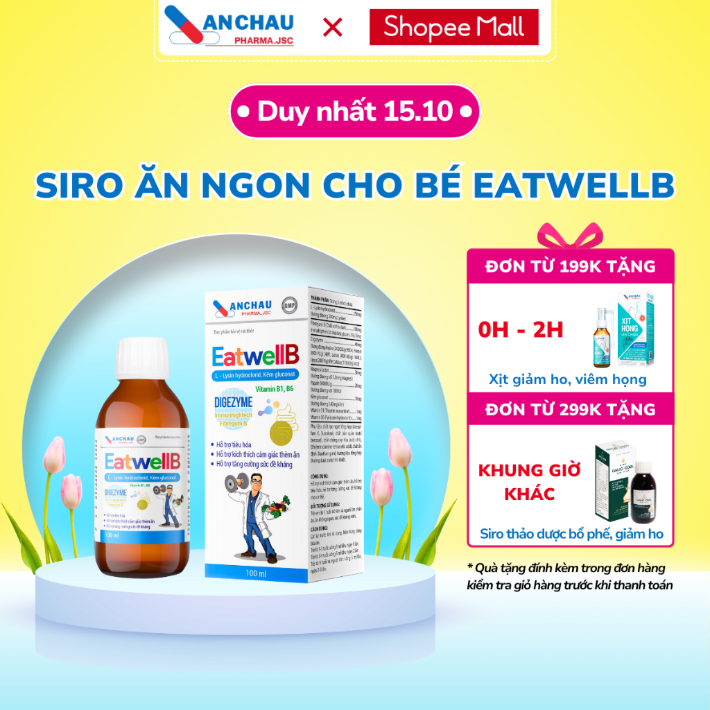 Siro ăn ngon cho bé An Châu EatwellB hỗ trợ tiêu hóa tăng đề kháng giúp bé ăn ngon lọ 100ml