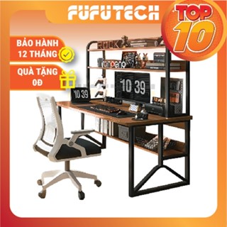 Bàn Làm Việc, Bàn Học Fusmart Liền Giá Sách, Khung Sắt Cách Điệu, Mặt Bàn Bo 4 Góc Tinh Tế, Kệ Gầm Bàn Tiện Lợi Space-Y