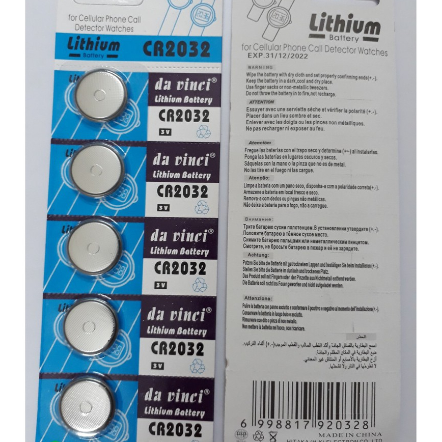 VỈ 5 PIN CÚC ÁO CR2032 LITHIUM