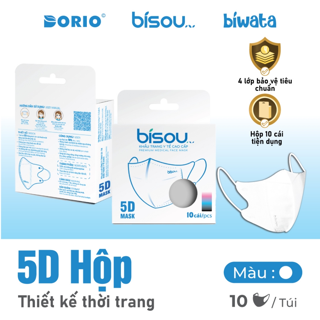 Hộp 10c khẩu trang cao cấp 5D Bisou