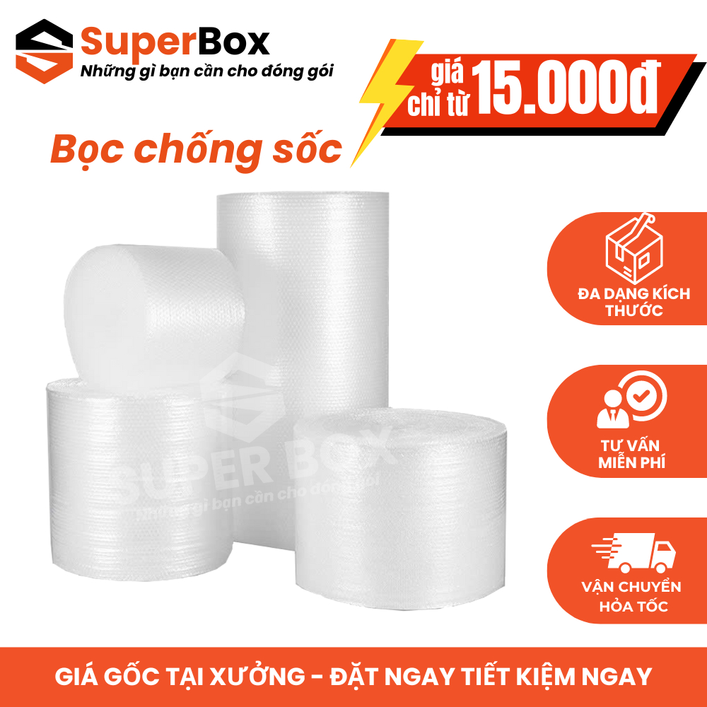 [VOUCHER LIVE 26K] Xốp chống sốc cuộn 100m, xốp nổ chống xốc bóng khí bọc hàng giá rẻ nhiều kích thước